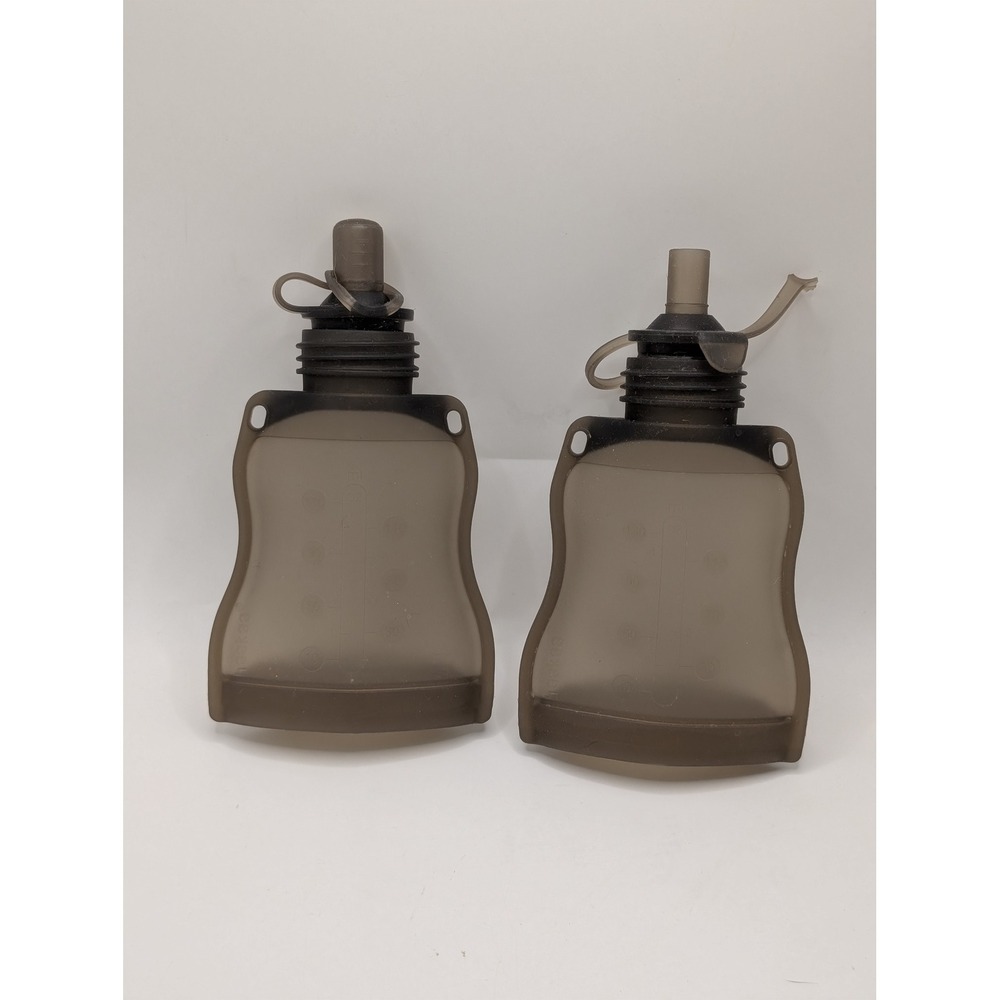 Haakaa 2 pc set Silicone Travel Bottles Gray Reusable Squeeze Pouches 6.5 Inch